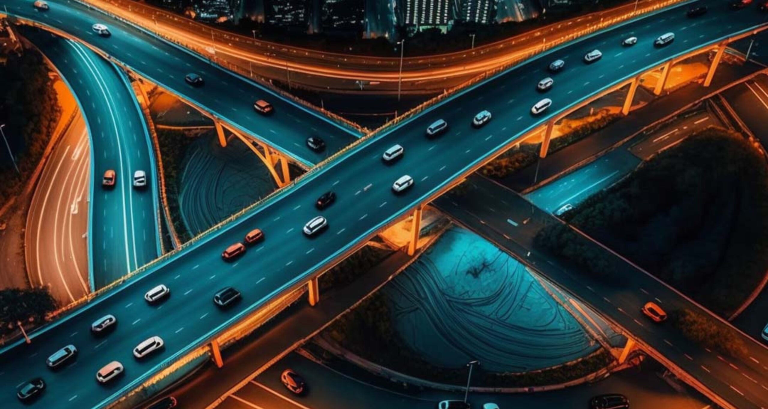 A fleet of connected cars showcasing IoT technology, leveraging SGP.32 for advanced vehicle communication and data sharing